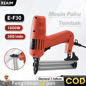 Reaim Mesin Paku Tembak F30 Mesin Brushless Dilengkapi 2 Baterai Alat Tembak Paku Tanpa Kabel Praktis Untuk Konstruksi Kayu Mebel Dekorasi Rumah Kuat Efisien Garansi 5 Tahun Kualitas Terjamin