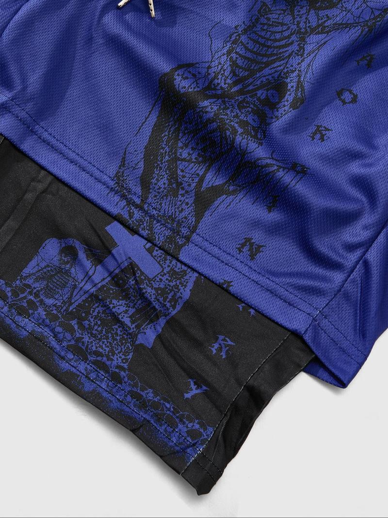 Product Introduction of Men's Regular Fit Halloween Print Basketball Shorts, Casual Comfy Breathable Gym Shorts for Daily Outdoor Wear, Men's Bottoms for All Seasons 6