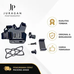 JP Tali Chest Strap Dada For Smartphone & Action Camera Dengan Karet Pelindung Holder Hp Hitam Plastik