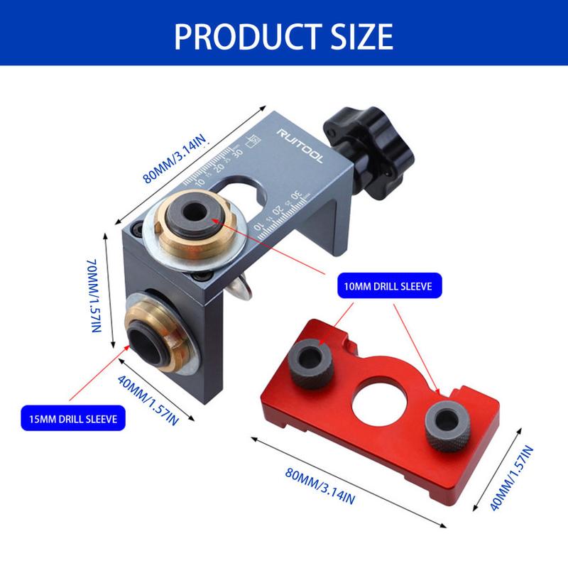 Product Introduction of 3 in 1 Doweling Jig Woodworking Pocket Drilling Locator Jig with 8/10/15mm Drill Bit Furniture Connecting Woodworking Tools 2