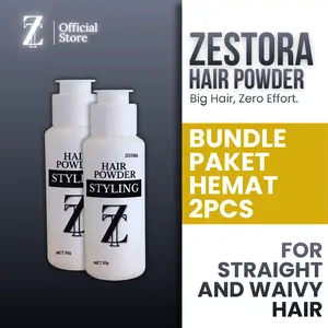 Zestora Hair Powder 2 PCS + Sisir untuk Pria Rambut Lurus & Bergelombang Volume Instan Matte Natural Anti Lepek Tahan Lama