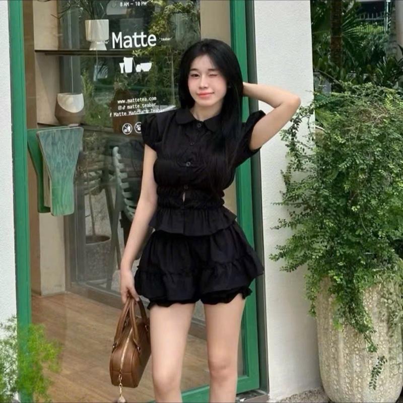 BỘ 2 MÓN NHÚN ÁO + CHÂN VÁY XOÈ LÓT QUẦN bigsize 48-90kg