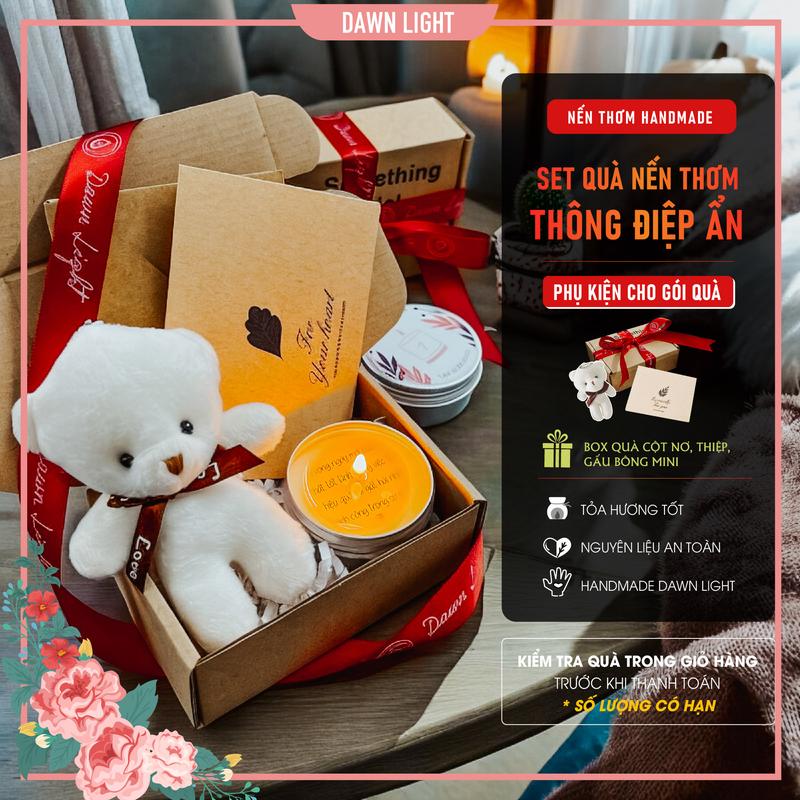 [Chỉ bán mẫu có sẵn] Nến Thơm Chữ Thông Điệp Bí Mật Mini Handmade Không Khói, quà tặng cho nam nữ vào các dịp Sinh Nhật, Giáng Sinh Valentine Phụ Nữ Việt Nam, Tết, các dịp đặc biệt, tri ân thầy cô, bạn bè Dawn Light nenthom
