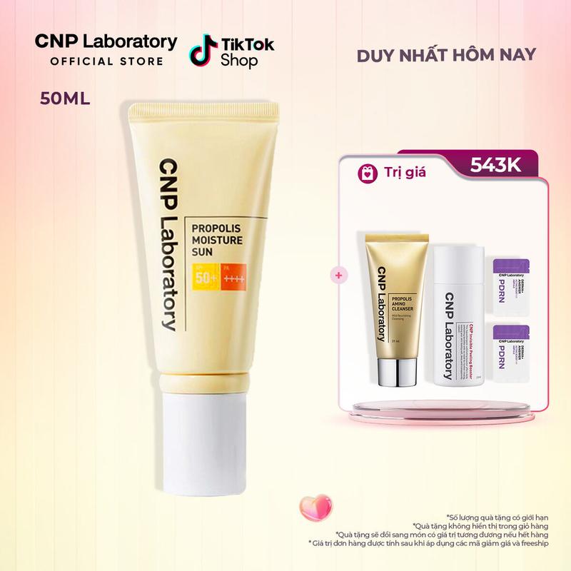 [CNP Laboratory Official]  Kem chống nắng keo ong phục hồi cấp ẩm cho da hỗn hợp thiên khô CNP Propolis Moisture Sun 50ml