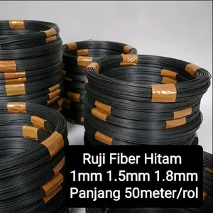 Ruji Fiber Hitam 50 Meter Ukuran 1mm 1.3mm 1.5mm 1.8mm Non Kulit Cocok untuk Sangkar Standart dan Pleci