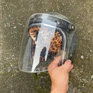 Helm Slimhead TX500 RAW listchrome kustom busa motif Leopard menggunakan kaca venom retro keren kandirimu