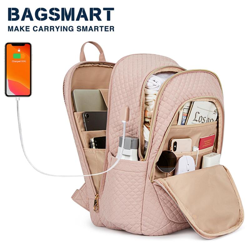 BAGSMART Backpack School Bags Ba Lô Chống Trộm Lớn Dành Cho Phụ Nữ, Cặp Đi Học Chống Thấm Nước, Ba Lô Máy Tính Xách Tay Công Sở Du Lịch Có Cổng Sạc USB