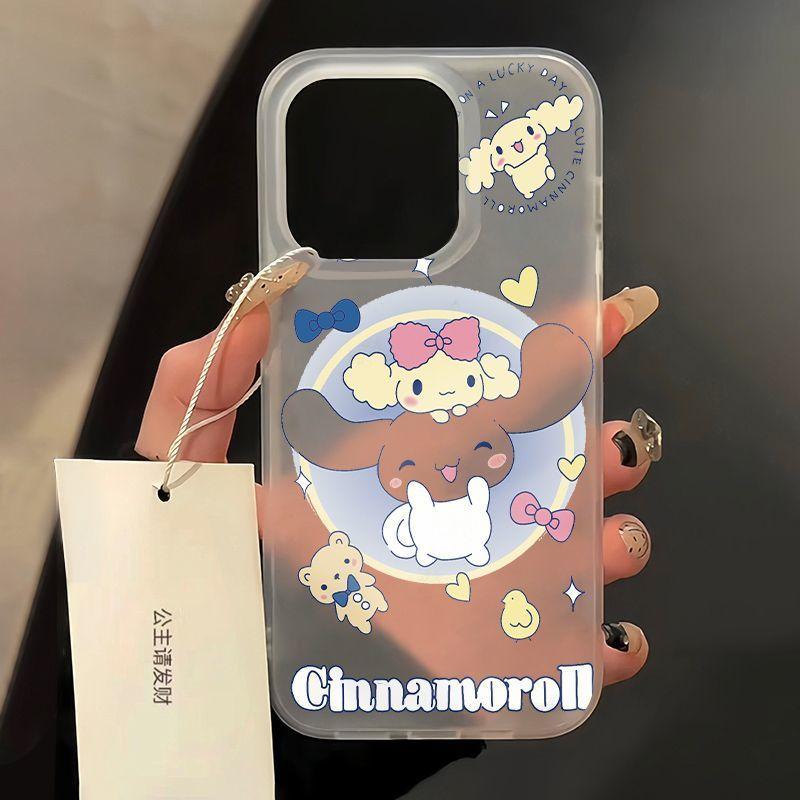 Màu trắng chó iPhone 14 / 15 mài lỗ lớn xsmax thủy triều vỏ điện thoại 11/12/13…
