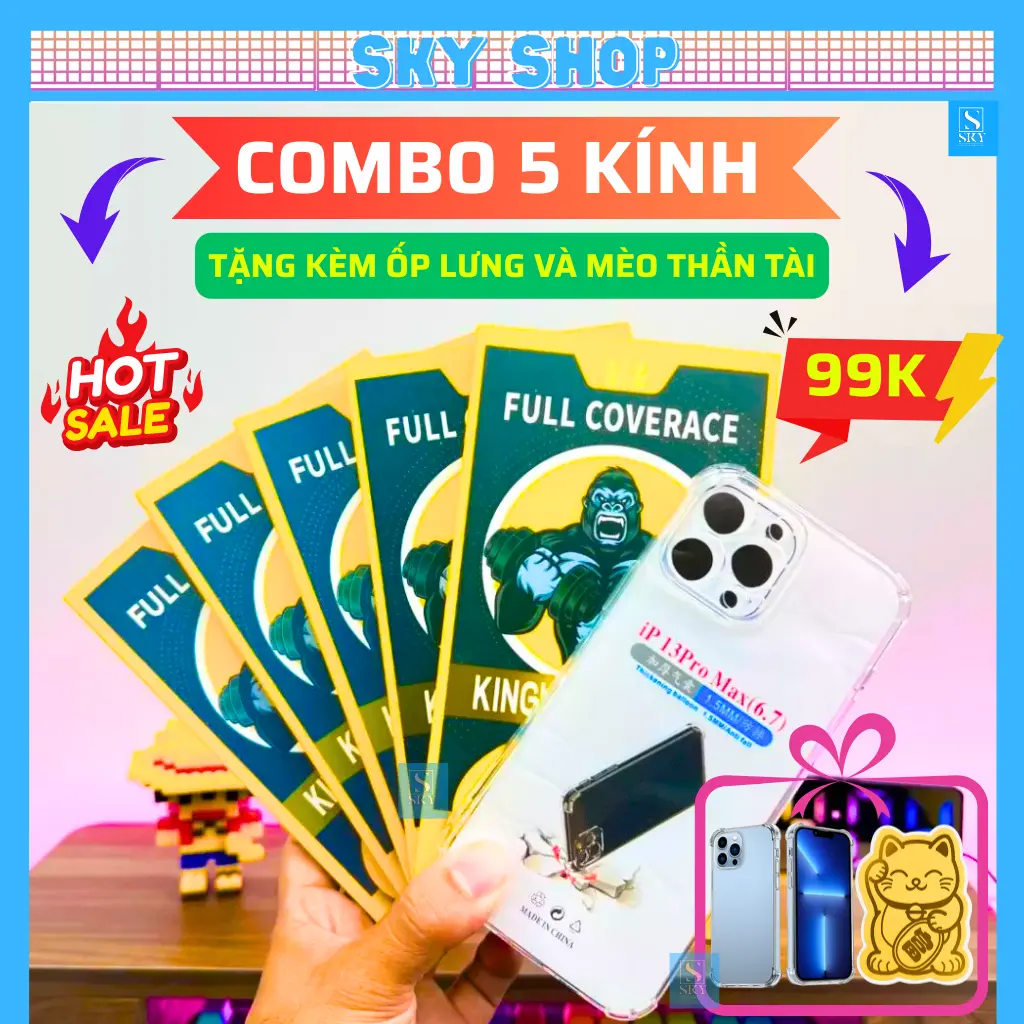 [5 KÍNH CHỐNG NHÌN TRỘM] COMBO 5 Kính cường lực KingKong Glass CHỐNG NHÌN TRỘM dành cho iphone 17 ProMax 16 Pro Max 15 ProMax 15 Plus 14 Pro Max, 13 Pro Max, 12 ProMax, 11 ProMax Xs Max Xr 7 8 Plus,  có khung tự dán, tặng ốp trong chống sốc mèo thần tài