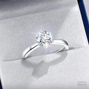 Nhẫn Nữ Đá Moissanite 6 Ngón Tay Chuẩn - Kiểu Kim Cương, Phụ Kiện Hoàn Hảo Cho Cầu Hôn & Kết Hôn, Thiết Kế Kinh Điển Sang Trọng
