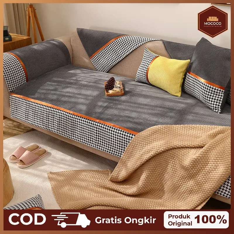 Mococo COD Cover Sofa Sarung Sofa Penutup Sofa Pola Houndstooth Lembut / Alas Handuk Sofa Alas Blanket Sofa 1 2 3 4 5 seater L 0