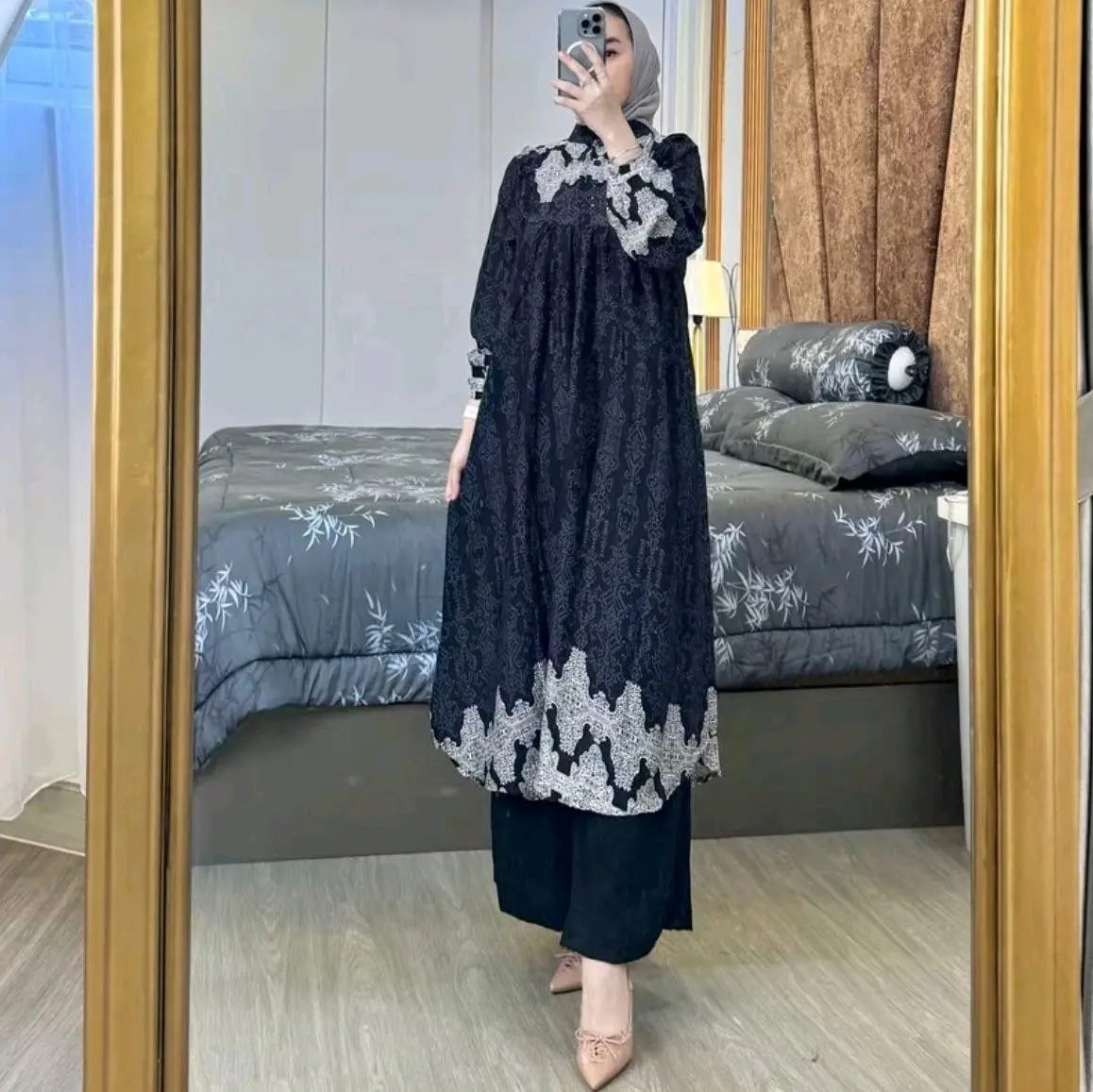 Set Rayon Diamond Premium Set Rok Syar'i  Setelan Lebaran Jilbab outfit tunik raya series 2025 baju islami wanita