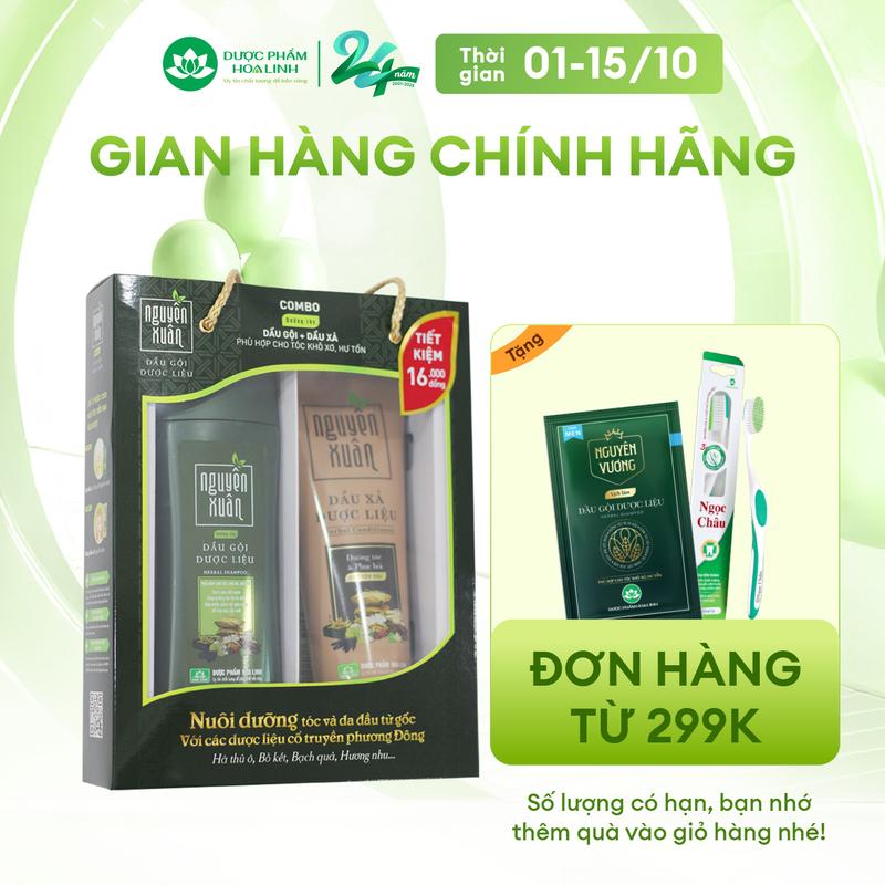 Combo Dầu gội 200ml và Dầu xả 150ml Nguyên Xuân Xanh dưỡng tóc chuyên sâu