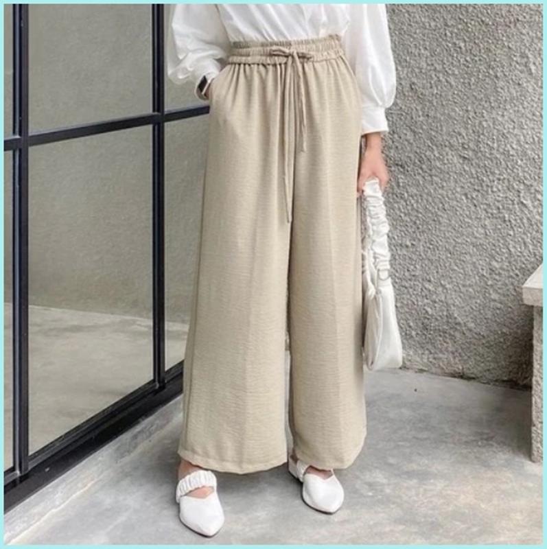 Kulot Cringkle Airflow Higwaist Berkualitas Bawahan Jumbo Celana Panjang Pants Highwaits Premium 2