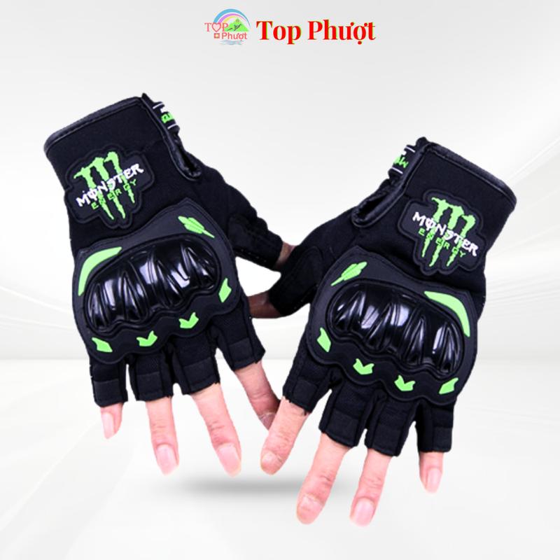 Găng tay xe máy bảo hộ chống nắng cao cấp Monster hở ngón có gù Bao Tay Nam Nữ Đa Năng Lái Xe Máy Xe Đạp Moto Du Lịch Phượt