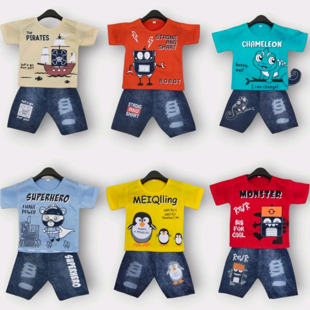 PAKET PROMO 3 STEL Setelan Baju Anak Cowok 0-4 Tahun Semi Jeanns / Stelan Anak Laki-Laki / Baju Kaos Anak Cowok