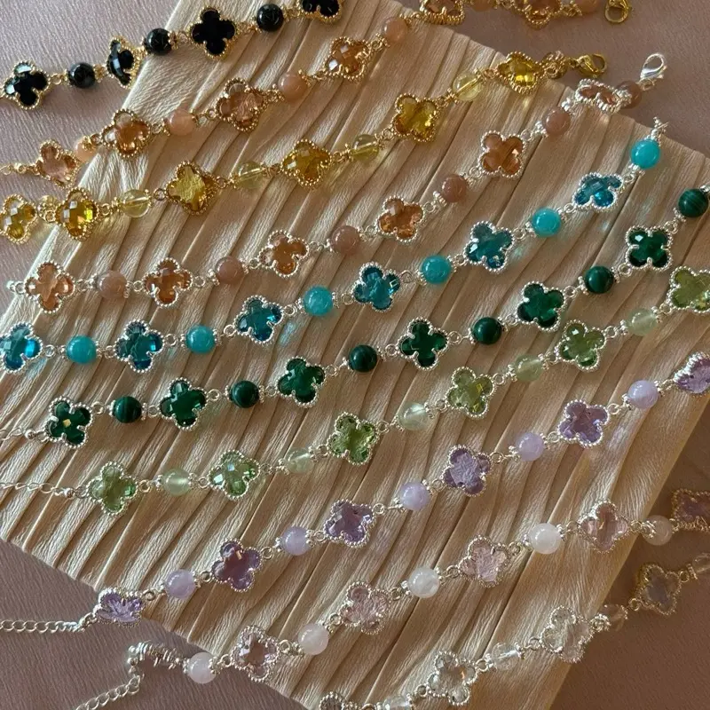 Clover Crystal Bracelets - Mix of Silver & Gold Hardware