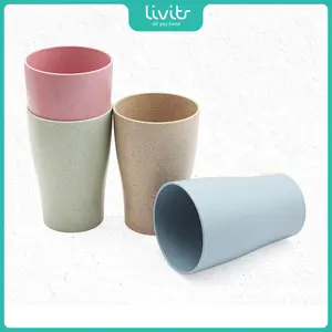 PAKET 4PCS GELAS MINUM WHEAT STRAW | RAMAH LINGKUNGAN | MICROWAVABLE | BPA FREE Minuman Putih