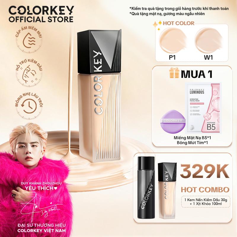 Kem Nền COLORKEY PHIÊN BẢN NÂNG CẤP Chân Ái Cho Da Dầu Giúp Lớp Trang Điểm Lì Mỏng Nhẹ Không Dễ Xỉn Màu 30g