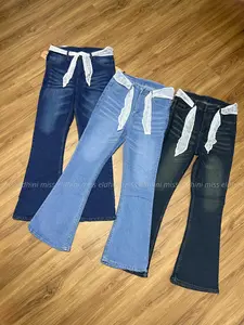 Korea Cutbray Jeans Highwaist (DENGAN BELT RENDA) melar stretchy Wanita Cutbray Jeans Retro Kekinian Seksi Celana Jeans Cutbray  Panjang bootcut Retro Vintage Detail Lace di Pinggangcewe flaredjeanscutbray jeans  cutbray  lulu  jeans HW