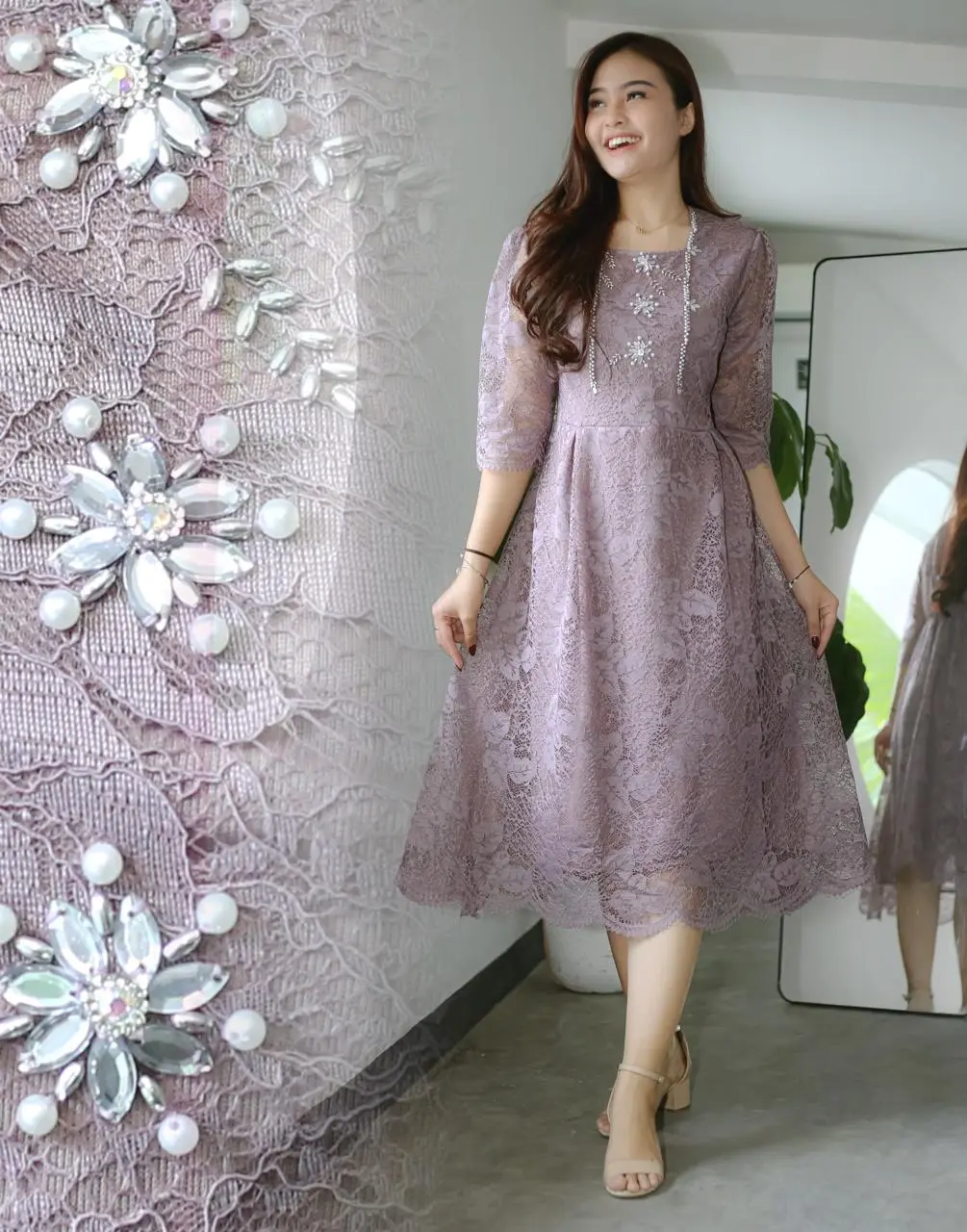 dres terbaru  Dres pevita  Full puring ada payet jahit tangan  Reselating belakang  Ada rempel depan dan karet bagian belakang  Size  M 96  L 100  Xl 110  Xxl 120