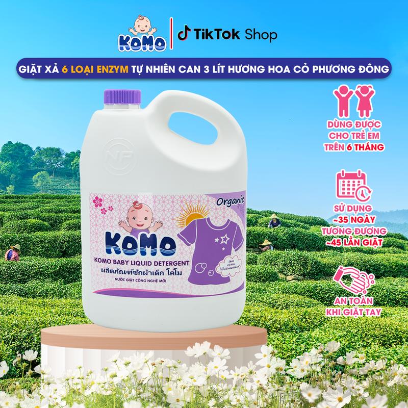 Nước Giặt Xả Komo Hương Hoa Cỏ Phương Đông Can 3 Lít Hàng Việt Nam GIá Tiêu Dùng Việt cho em bé trên 6 tháng