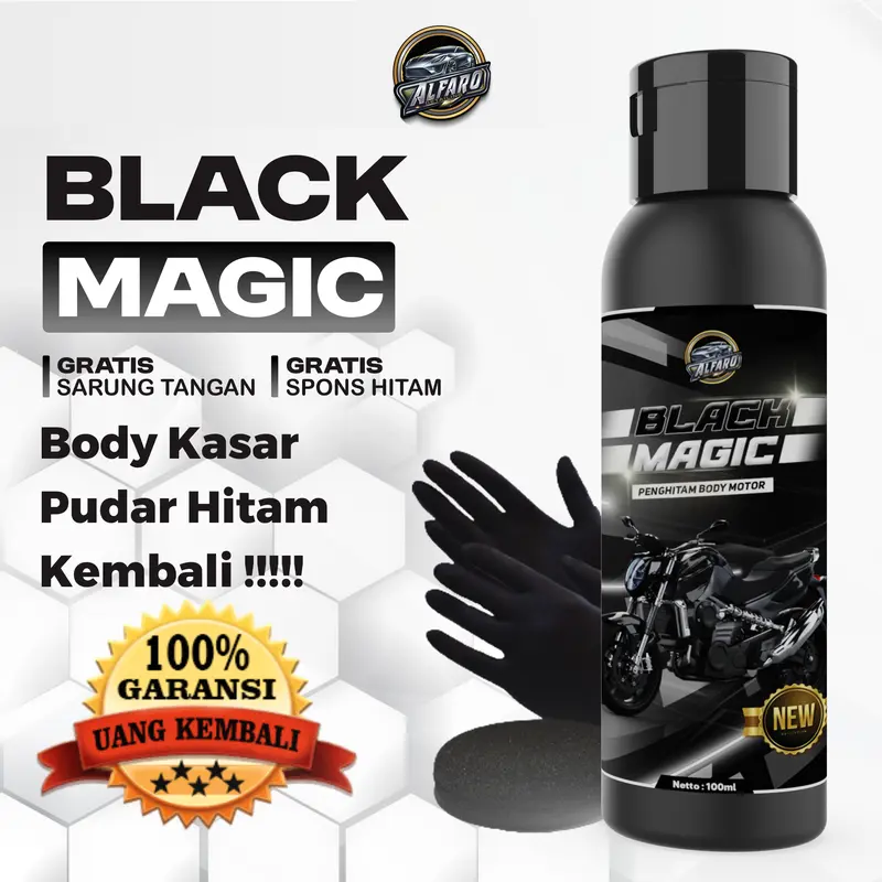 ALFARO BLACK MAGIC PENGHITAM BODY MOTOR 100 ML FREE SPON SARUNG TANGAN Car Paint 0