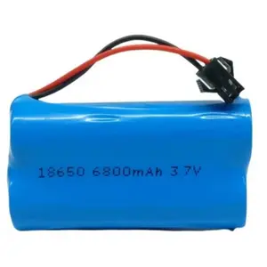 Lithium-ion Battery 2x 18650 7.4v 6800mAh Soket hitam SM 2Pin, Baterai Mobil RC dll - Bergaransi