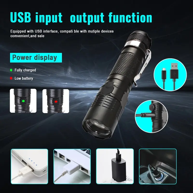 Đèn pin Có Thể Thu Phóng, Sofirn S11C, 1000lm LH351D đèn pin LED, Cầm Tay, USB C Có Thể Sạc Lại, 18650 và 2200mAh, Đèn lồng EDC, với chỉ báo nguồn 6