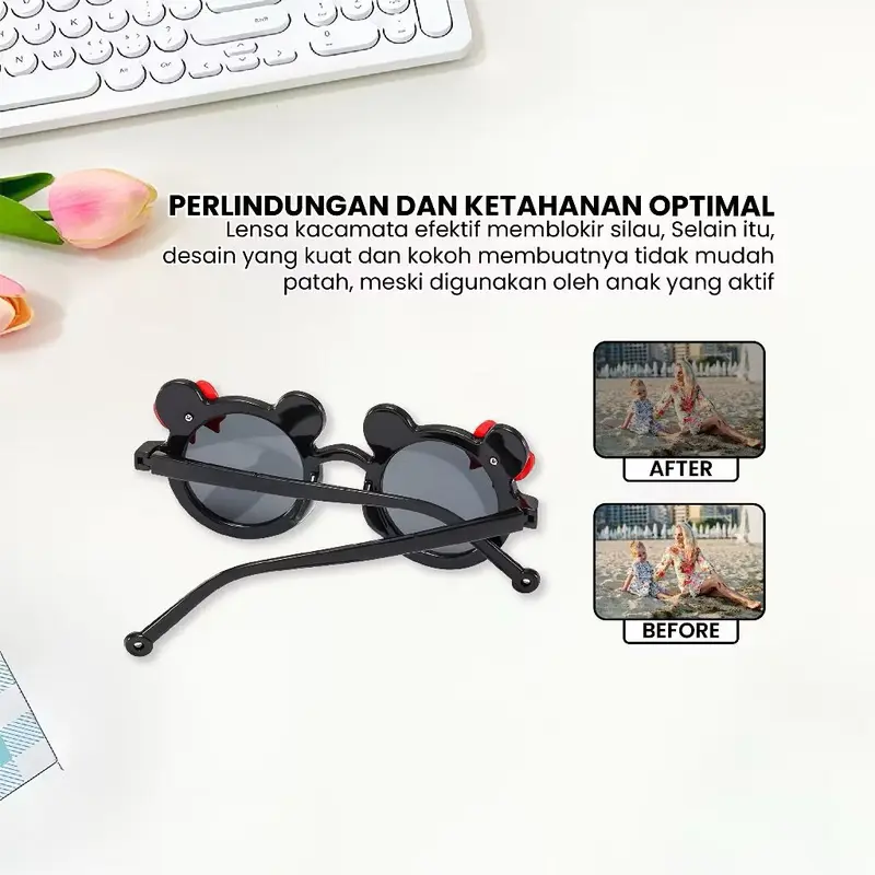 Kacamata Fashion Anti Radiasi Kacamata Anak Mouse Pita Imut Sunglasses 4