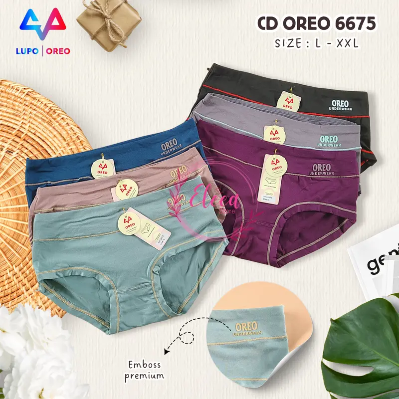 Cd Oreo 6675 Celana Dalam Wanita Dewasa Polos Kombinasi Pinggang High Waits Bahan Katun Super Soft Lembut Nyaman - ELE0705 4