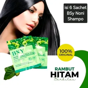 6 PCS Shampo penghitam rambut alami BSY NONI BLACK HAIR MAGIC ORIGINAL