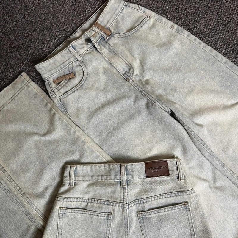  Quần jeans nữ Ống suông vải Qc phối 2 đĩa nâu Q1666 