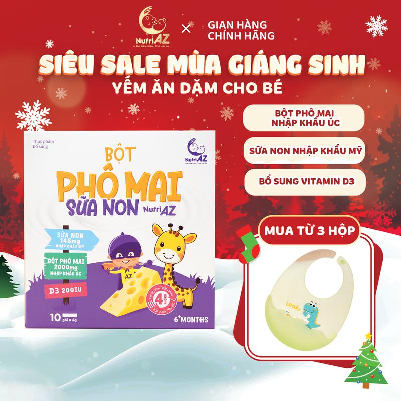  Combo 3 Hộp Cheese Tách Muối Sữa Non NutriAZ Dạng Bột Hỗ Trợ Phát Triển Chiều Cao Cho Bé Ăn Dặm - Nhập khẩu Úc và Mỹ - Voi 