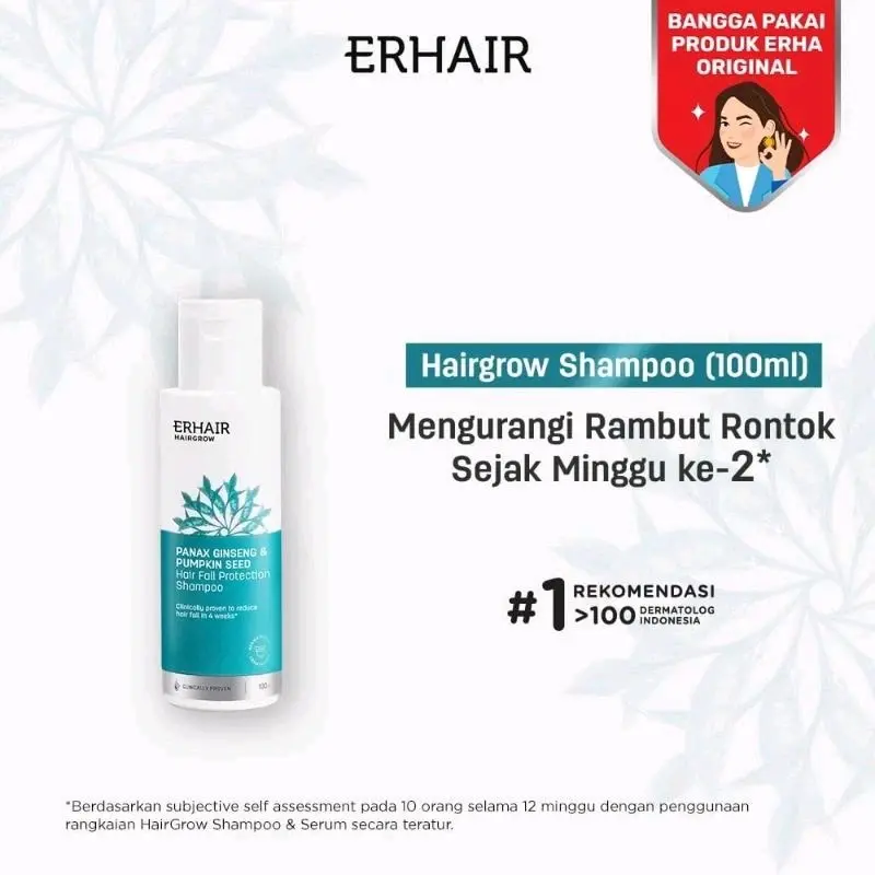 ERHAIR Hairgrow Shampo with Panax Ginseng & Pumpkin Seed Extract 100 ml - Shampoo Perawatan Rambut Rontok