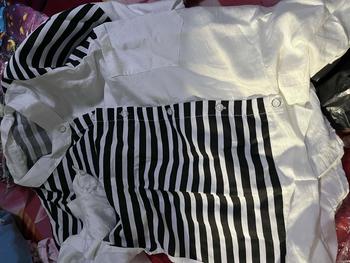 Product Review of kemeja linen premium wanita terbaru atasan wanita terbaru  wanita import Kain Salur Kemeja garis garis atasan wanita dewasa tunik salur from I**a 1