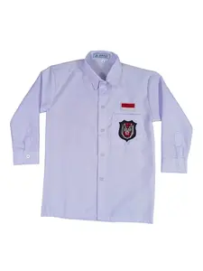 Baju Kemeja Putih Seragam Sekolah SD Bet Bordir Lengan Panjang Kelas 1-6 Unisex Perempuan / Laki-Laki Fashion