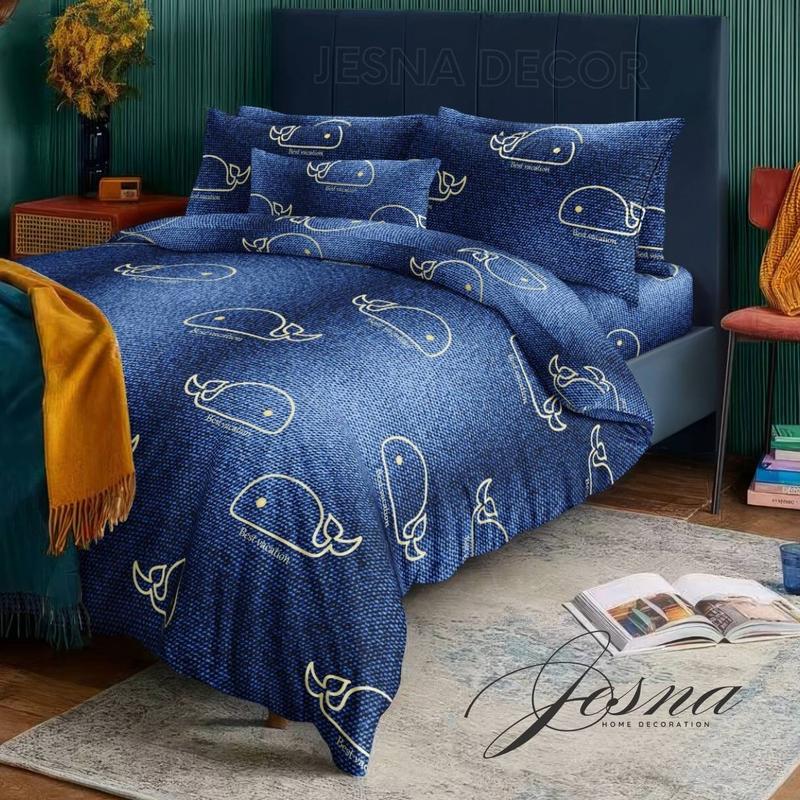Set Bedcover Sprei Katun 4 Karet Sudut - Ukuran 90x200, 120x200, 160x200, 180x200, 200x200 - Kain, Kasur - Sarung, King 1