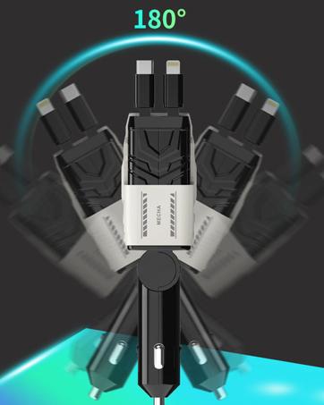 Product Introduction of [2024 Upgraded Version] Retractable Car Charger, 66W 4-in-1 Fast Car Phone Charger with Retractable Cable (31.5 Inch) and 2 USB Ports for iPhone 16/15/14/13, Galaxy, Pixel 4