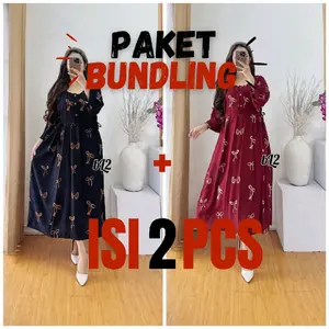 Paket Bundling 2 Pcs Dress Ibu Hamil Daster Busui Jumbo LD120 Motif Kekinian
