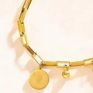 GS01 Gelang Rantai Wanita Titanium Motif Huruf Anti Karat & Tahan Lama Cocok untuk Berbagai Kesempatan