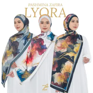 Zoefy - Pashmina Turki Zafira Lyora Series Jersey Printing Motif Bunga Kerudung Syal Jilbab Muslim Panjang Cantik pashmina shawl