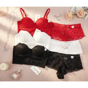 Bra Set Wanita Tanpa Kawat Busa Tebal Half Cup Bralette Mix Renda Premium Pakaian Dalam Underwear SV387 Wireless Strapless