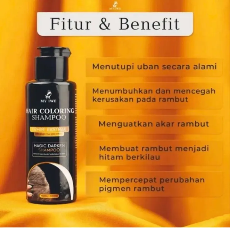 Shampoo My Iwe Hair Coloring Penghilang Uban Penghitam Rambut Cairan Khusus Nutrisi Kulit Kepala dan Rambut 2