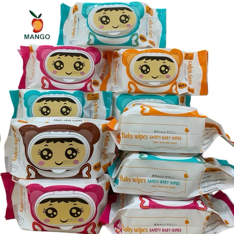 [5kg] Thùng 10 Bịch Khăn Giấy Ướt MANGO Giấy Không Mùi Khổ 18x22cm  Vải Bi Mềm Mịn An Toàn Cho Da Bé Hạn Sử Dụng 2029