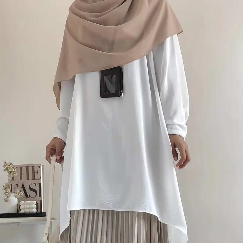 Haura Tunik By Safalunaku Midi Dress Simple Elegant Malaysian Look Crinkle Premium Muslim Wanita Gamis Airflow Atasan 2