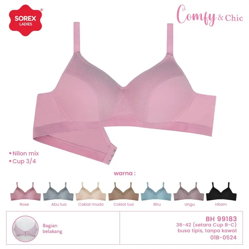 BH Sorex Busa Tipis Tanpa Kawat Cup Besar Setara Cup B-C | Sorex Bra Comfy & Chic Daily Bra BH 99183 0