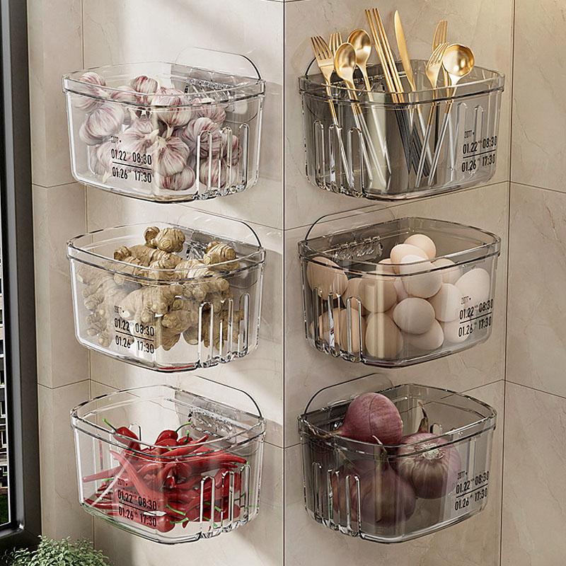 Hộp Đựng Hành Tây Gừng Tỏi Cho Nhà Bếp Giỏ Treo Tỏi Gừng Giỏ Đựng Đồ Treo Tường Không đục lỗ Đa Chức Năng Lưu Trữ Tiết Kiệm Không Gian Rổ giỏ đựng hành tỏi treo tường