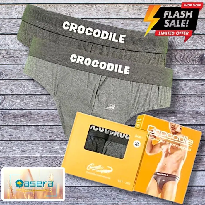 Paket 2pcs Celana Dalam Pria Crocodile, Dalaman Pria Polos, Pakaian Dalam Pria 0
