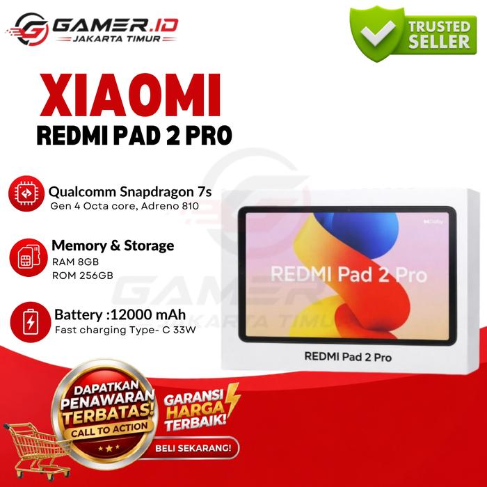 Gambar Tablet Android Xiaomi REDMI PAD 2 Pro [8GB/256GB] Prosesor Snapdragon 7s Gen 4 Layar 12,1" 2,5K 120 Hz Kamera 8 MP GARANSI RESMI - GREY dari GAMER ID JAKARTA TIMUR Kota Administrasi Jakarta Timur Tokopedia